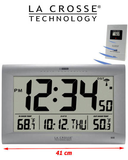 513-1311OT La Crosse Large Wall Clock with Outdoor Temperature