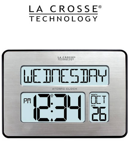 513-1419 La Crosse Digital Back Light Wall Clock with Day Display