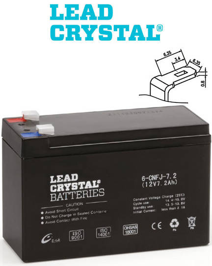 Lead Crystal 6-CNFJ-7.2 SLA 12V 7.2AH Battery