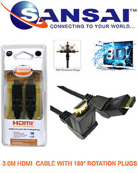 SANSAI HDMI Rotation Plug to Plug Cable 3m