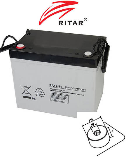 RITAR RA12-75EV 12V 75AH Deep Cycle SLA Battery