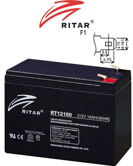RITAR RT12100S 12V 10AH SLA battery