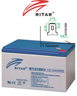 RITAR RT12120EV 12V 12AH Deep Cycle SLA Battery