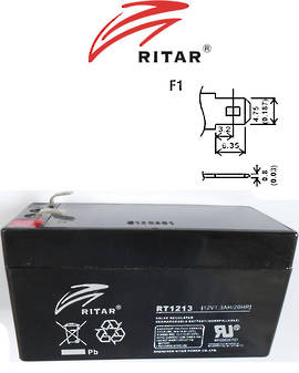 RITAR RT1213 12V 1.3AH SLA battery