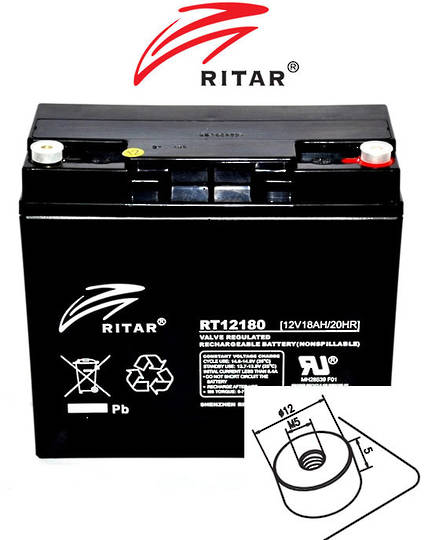 RITAR RT12180 12V 18AH SLA battery F13 Plug