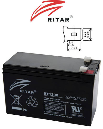 RITAR RT1290 12V 9AH SLA battery