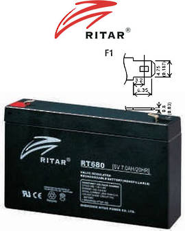 RITAR RT680 6V 8AH SLA battery