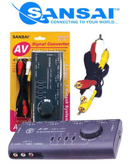 SANSAI 4 Way Universal Audio/Video Switch Selector