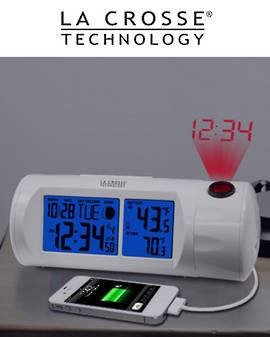 T83721 La Crosse Projection USB Charger Outdoor Temp