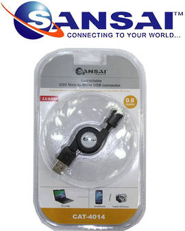 SANSAI USB to MicroUSB Retractable Plug Cable 80cm
