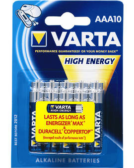 Varta High Energy AAA Alkaline 10 Pack