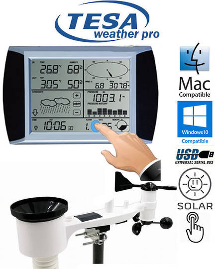 WS1081 TESA Touch Screen Panel Weather Center with PC interface