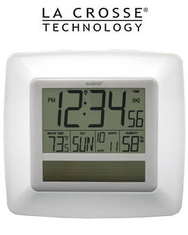 WT8112U Solar Digital Wall Clock Indoor Temp Humidity